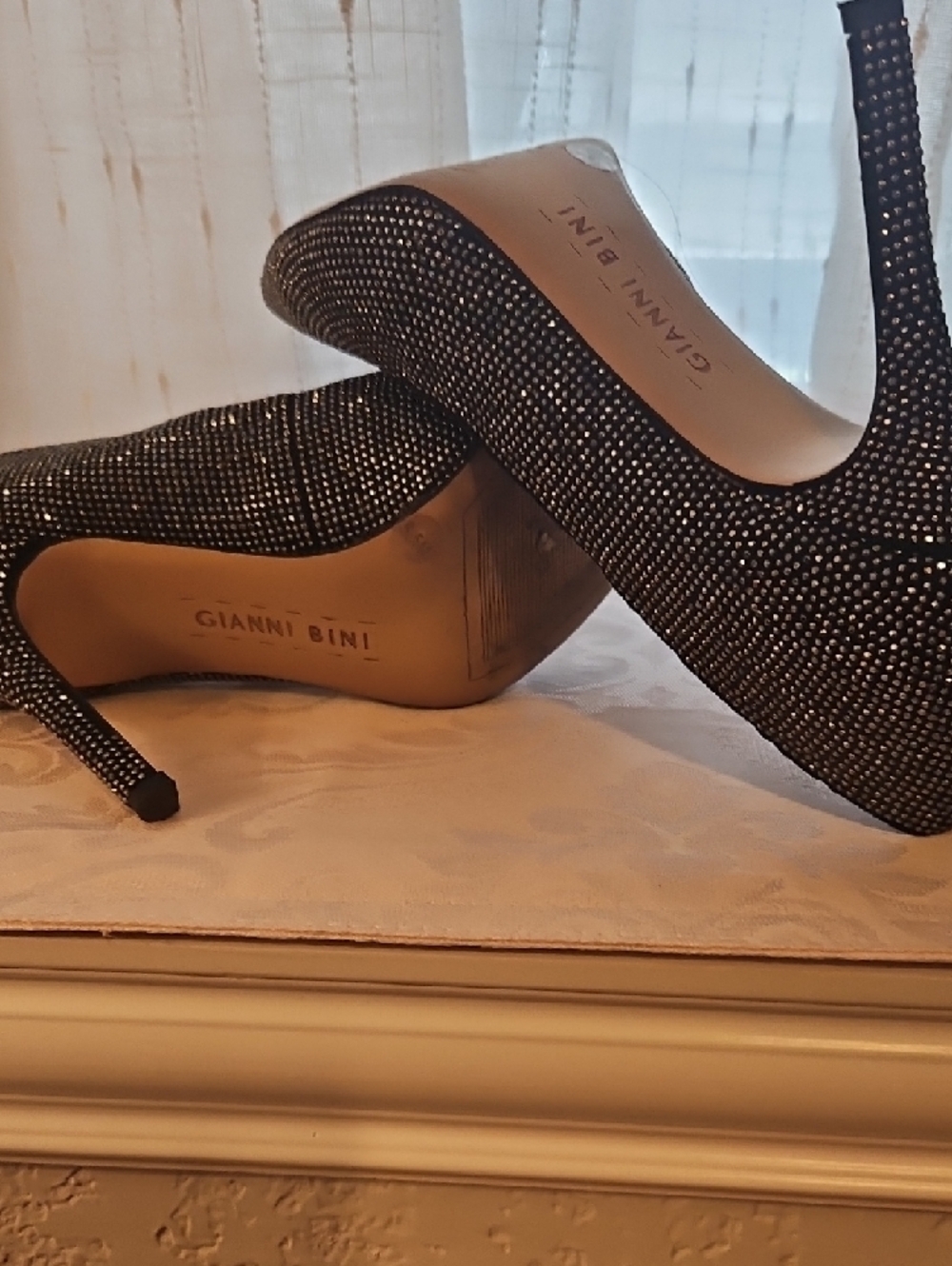 Gianni Bini Black & Silver Rhinestone Pointed-Toe Heels - Picture 5 of 5